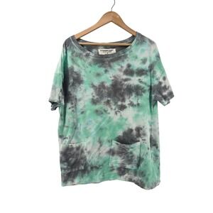 The Sweatshirt Project Top Womens S Green Tie Dye Short Sleeve‎ Pocket Relaxed